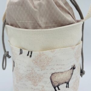 Sheep Drawstring Bucket Style Project Bag