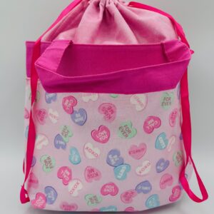 Candy Hearts Drawstring Project Bag